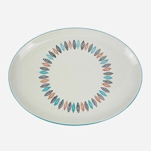 Vintage Marcrest USA Nordic Mint Colorful Leaves 13.75" Oval Serving Platter MCM